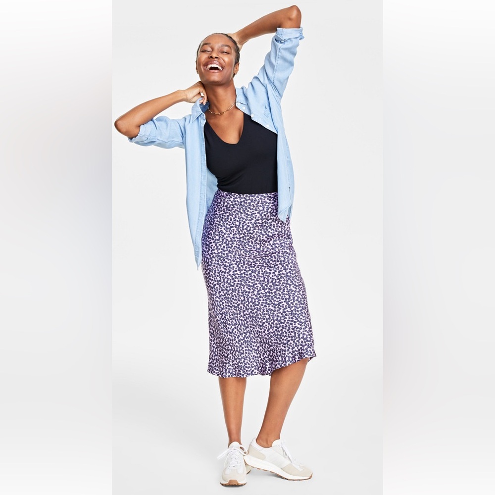 Women's Petal Print MIDI Slip Skirt XL
